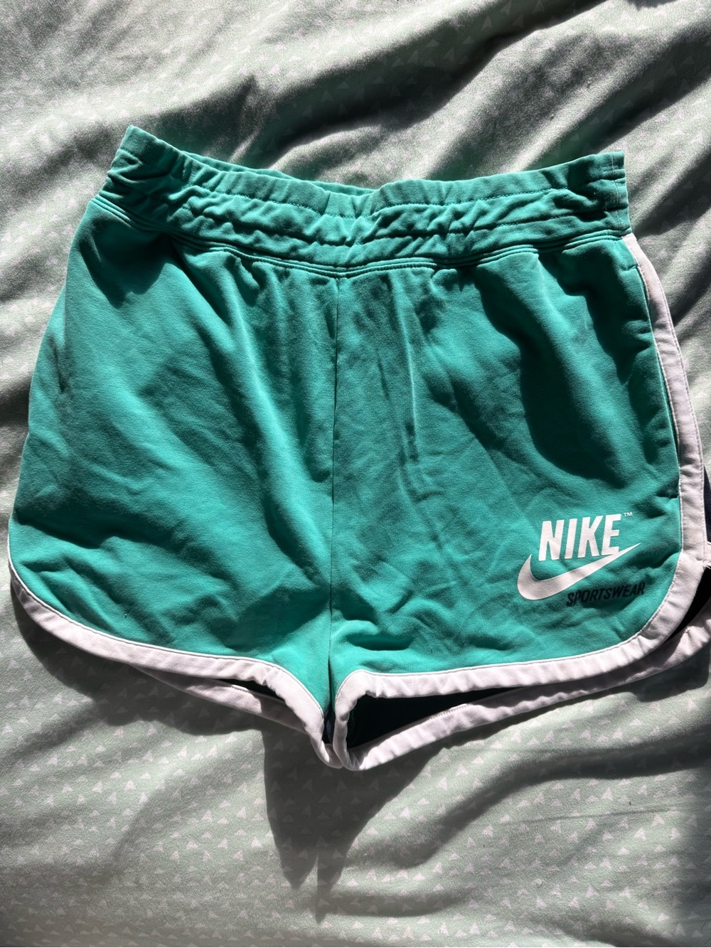 Nike Women's Teal front and navy back Athletic Shorts with White Trim